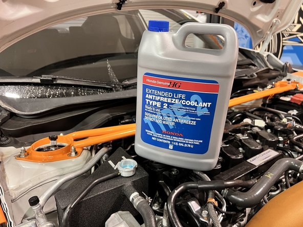 Add coolant to the appropriate level using the 27WON dipstick as a measuring guide. We suggest the use of Honda OEM coolant for your car