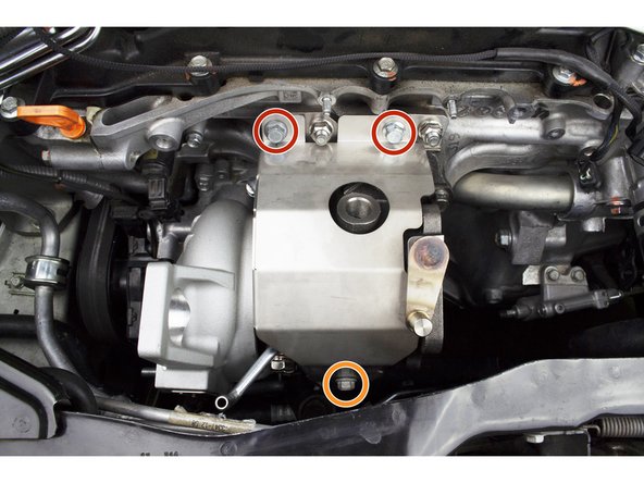 Use a 13mm socket &amp; torque wrench to install two (2) provided M8x10mm bolts and torque to 15-18 ft-lbs