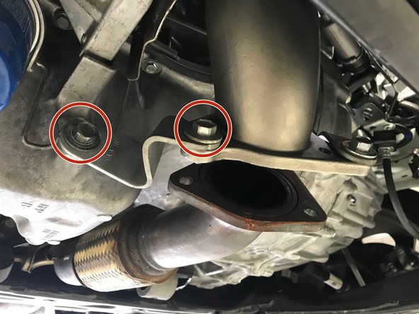 Use a 14mm socket or wrench to install the four (4) 14mm bolts and brackets.  Torque to 38-42 ft-lbs