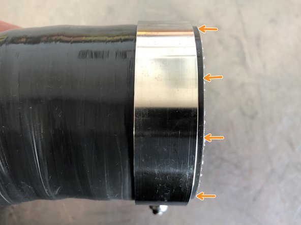 Image 2 on this page shows what we mean by &quot;correctly positioning&quot; the clamps. There should be a small gap between the clamp and the end of the silicone (2-4mm). This gap should be even all the way around the silicone. Use this image as a reference when tightening all supplied clamps