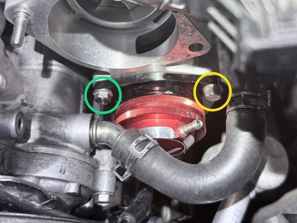 Note the location of the openings on the turbocharger flange. These must align with the 27WON BPV during installation. The 27WON BPV will go into the engine bay the same route that the OE BPV came out