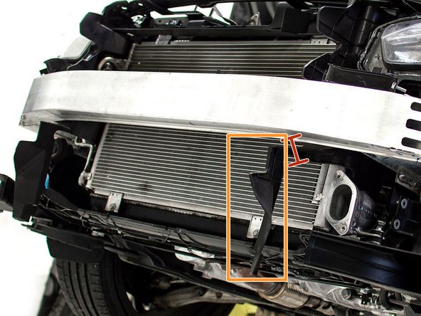 The OEM intercooler shrouds must be trimmed to fit the much larger 27WON intercooler