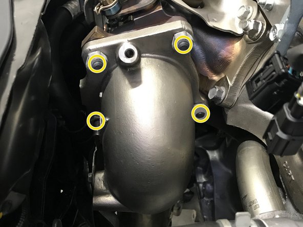 In the situation that an OE stud or nut was damaged during downpipe removal, you may use a M10x1.25 stud or nut for replacement