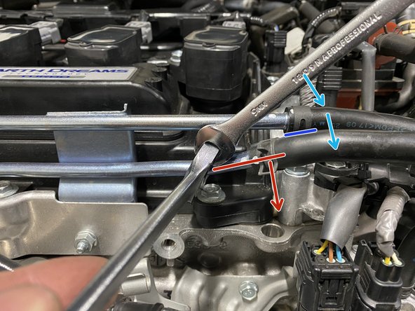 The location shown with the orange mark is where you will bend the metal pipe