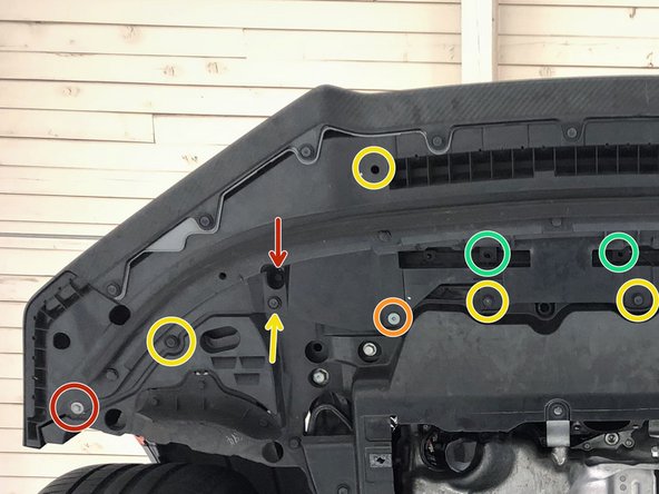 For clarity, the image of the underside of the car was split into two images. Both images show the center push clips