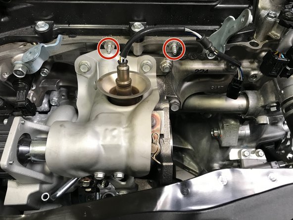 Install the upper coolant hard lines support bracket and shield that was removed.  Use a 10mm socket &amp; torque wrench to install the two (2) 10mm nuts and torque to 8-10 ft-lbs