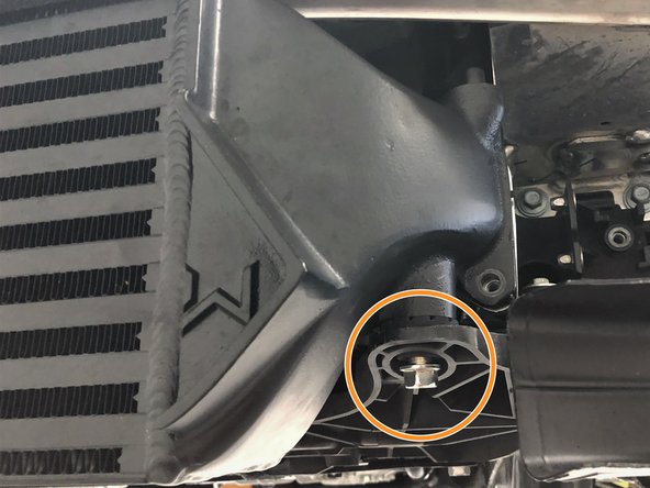 These bolts will attach the intercooler though the lower OEM rubber grommets. The bolts will pass through these mounts as shown for reference in image 1