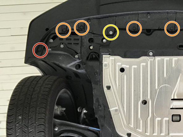 For clarity, the image of the underside of the car was split into two images. Both images show the center push clips