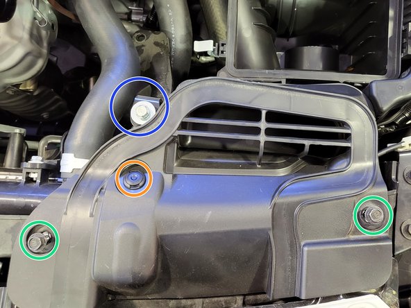 Use a 3/8&quot; drive ratchet and a 10mm socket to remove two (2) bolts that hold the intake duct