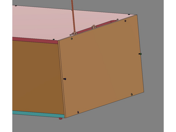 IMG 1 - Locate x6 16mm TF Screws and the Rear Panel. Align the Back Panel with the rear of the Main Assembly and insert two screws through the side holes and into the Butt Anchors (already installed in the Side Panels).