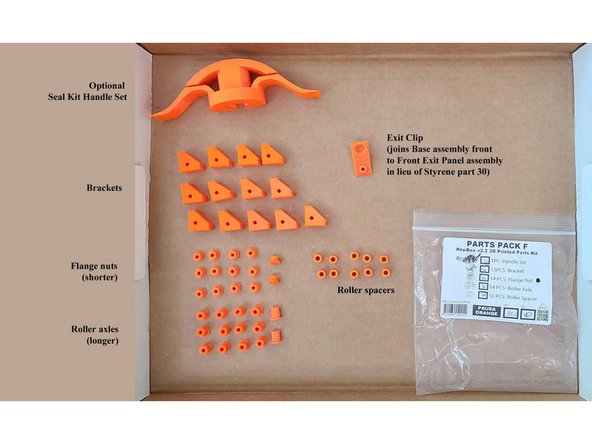 If you ordered the 3D-printed part set, you will receive parts like these.  If not, you will need to print them.