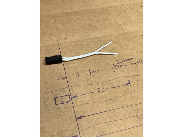 Cut the thermistor extension wires (white) as shown in Pic 1 to a length of 2.5 inches (~63mm) from the BACK of the Micro-fit 3.0 connector. This first length will ultimately position the Splice in the wire bundle closest to the hot-end.