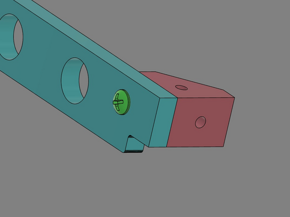 IMG 2 - On one end of the Rail align one 16mm TF Screw and Bracket as shown. The screw will pass through the Rail and into the Bracket to secure it firmly.