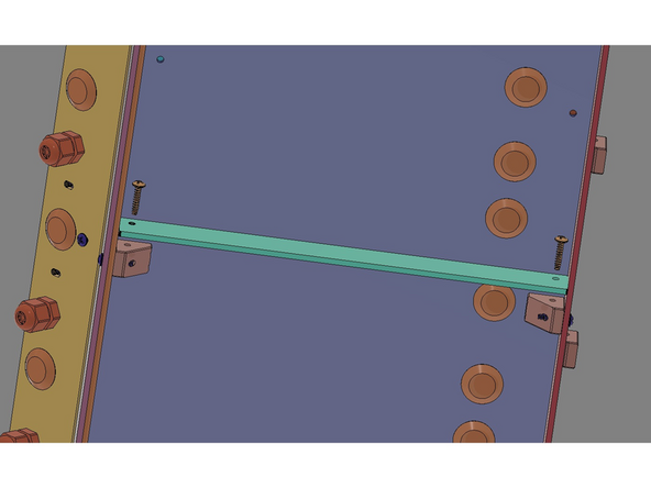 IMG 2 - Lay the Main Assembly on it's back. Stack the Base Face Plate onto the Stringer Support Bar and align their holes. This stack can now be added the Main Assembly by aligning the holes with the holes in the Brackets and securing them with x3 TF Screws.