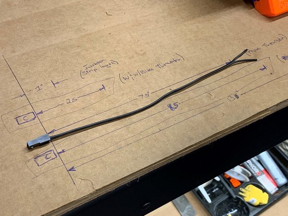 Cut the heater extension wires (black) as shown in Pic 2 to a length of 8.5 inches (~216mm) from the BACK of the Micro-fit 3.0 connector. This second length will ultimately position in the Splice in the wire bundle closest to the control box.