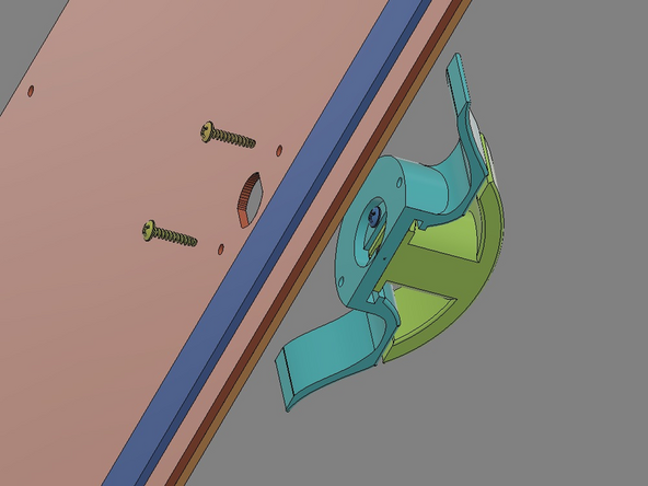 IMG 2 - Locate the Handle Front, Handle Rear and x2 TF Screws. Slide the Handle Front up into the Handle Rear and align the bottom faces. Insert the x2 TF Screws into the two resessed holes as shows.