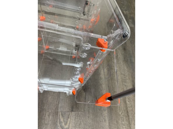 Lay your STAX side panel on top of your RepBox Sides and line up the holes so we can fasten the STAX side through the same side holes to the original RepBox brackets.