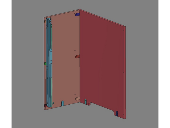 IMG 1 - Locate the 25mm TF Screws. Align the Left Side Assembly with the Top Panel and secure them together with x3 25mm TF Screws. The screws should pass through the Top Panel an into the Butt Anchors.