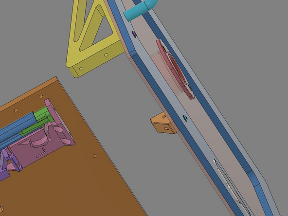 IMG 2 - Align one 16mm TF Screw with the Drawer Front Assembly.  Orient one Bracket as shown.