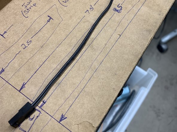 Cut the thermistor extension wire (white) as shown in Pic 1 to a length of 2.5 inches (~63mm) from the BACK of the Micro-fit 3.0 connector. This first splice will ultimately be positioned in the wire bundle closest to the hot-end.