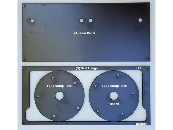 This panel contains the Rear Panel (4), Seal Flange (5), and Bearing race (7).  There will be two of part (7) available.  One is a spare.