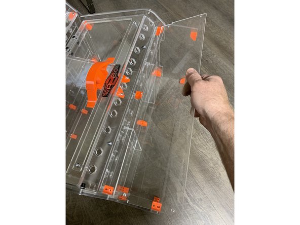 Leave the stringer support  bar and everything else installed and in place. Hold on to the screws you removed from the front 3 brackets of the bottom RepBox in your STAX. We will use these to fasten the toe-kick back to the assembly.