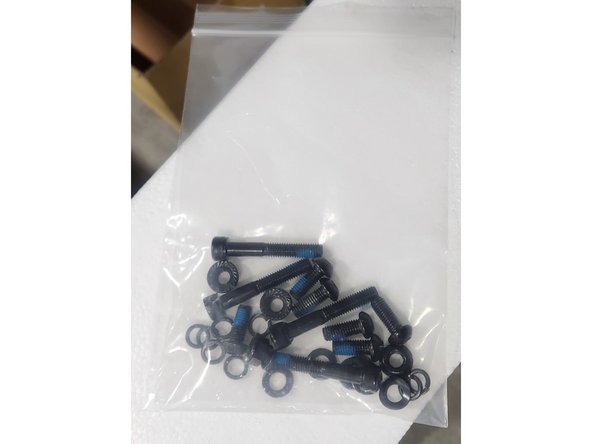 Place all of the fasteners and washers into a ziploc bag.