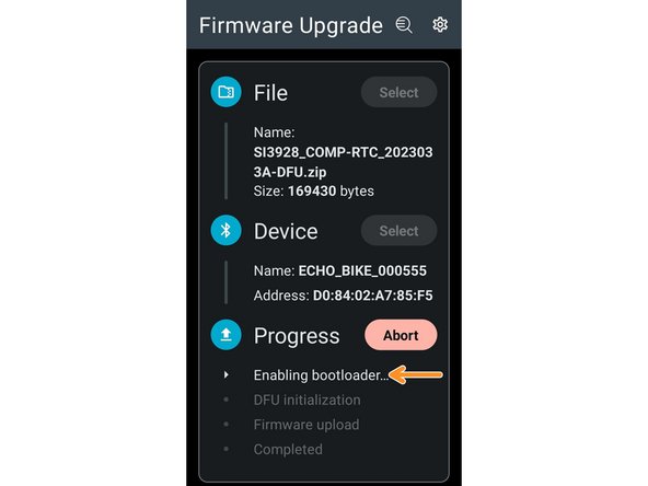 The app will start the firmware update process