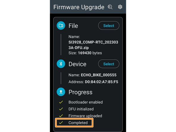 Once the app shows the firmware update is complete, the console will restart