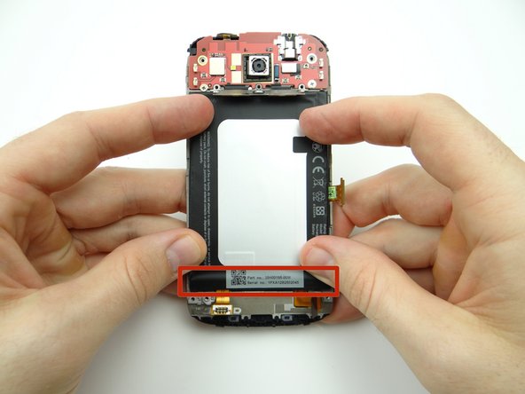 Avoid the circuit board (red rectangle) while firmly pushing the battery into place.