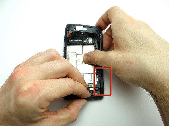 Pictures 1 &amp; 2: Pivot the rear frame around the HDMI and charging ports.