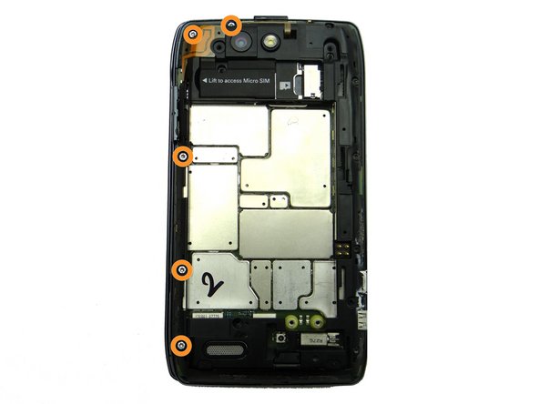 Picture 2: On the left side of the phone, replace five 4.1 mm silver T5 Torx screws from SLOT 4.