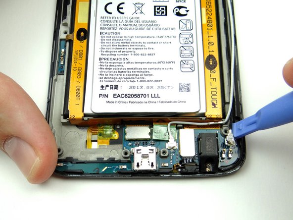 Pictures 1 &amp; 2: Use the blue pry tool to disconnect two antenna cables.