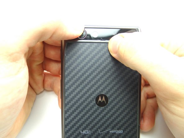 Pictures 2 &amp; 3: Press firmly along the top edge to secure the battery cover.