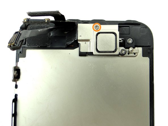 Remove 4.1 mm Phillips screw securing the earpiece speaker bracket.  Place in SLOT 4.