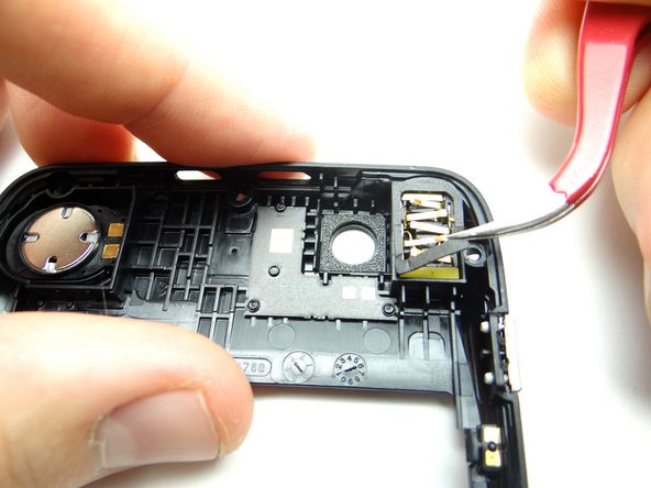 Pictures 2 &amp; 3: Close the tweezers and peel the adhesive back, but don't remove it.