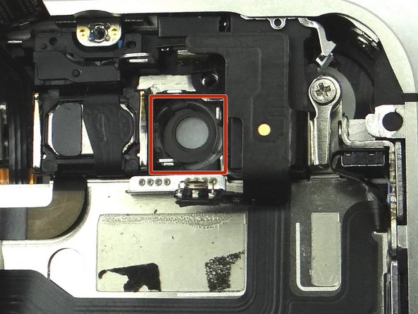 Place the front-facing camera, from COMPARTMENT D (or replacement part), in the open slot (red box notates where to place front-facing camera - Picture 1).