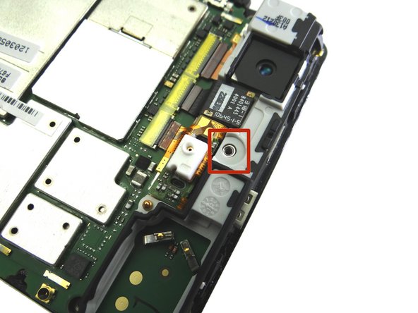 Pictures 1 &amp; 2: Seat the top first, feeding the large standoff on the display through the logic board.