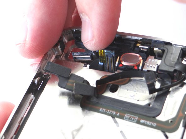 Pictures 2 and 3: guide the cables connected to the digitizer and LCD out through the slot on the mid-frame.