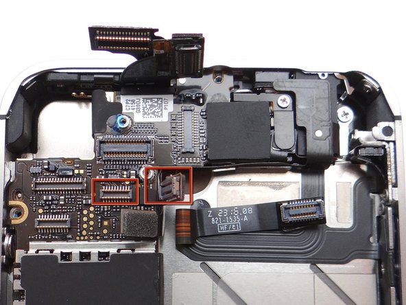 Picture 2: Reconnect the top cable.  (Cable head and socket are outlined in red).