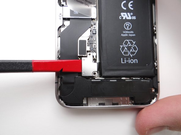 Be very careful to only pry up on the battery connector and not the socket on the logic board.  If you pry on the socket, you could break the socket off the logic board.