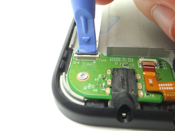 Picture 1: Use blue pry tool to open ZIF connector.