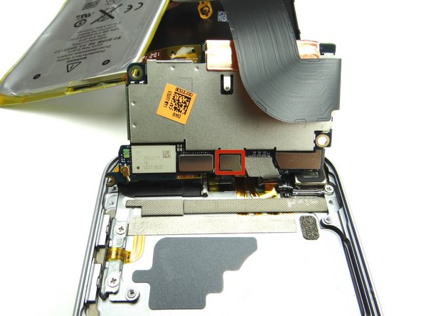 Picture 1: Connect rear camera cable. (Remove it from its seat, connect it, and reseat it, if necessary).