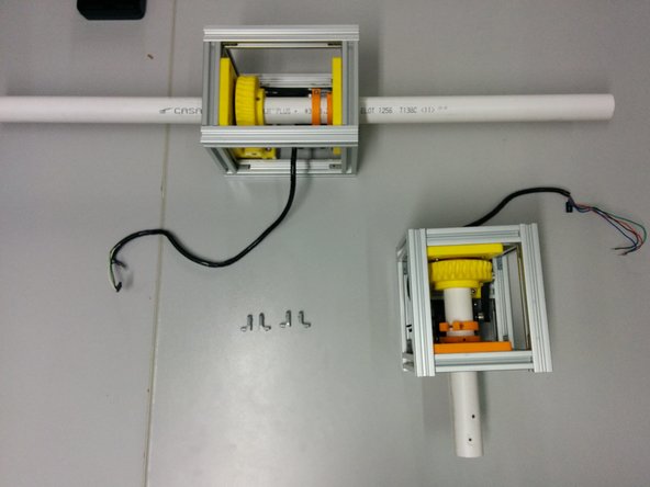 Assemble the elevation axis like the previous one. The only difference is that the length of t-slots that are parallel to the axis is 180mm and the timing belt is 202 mm.