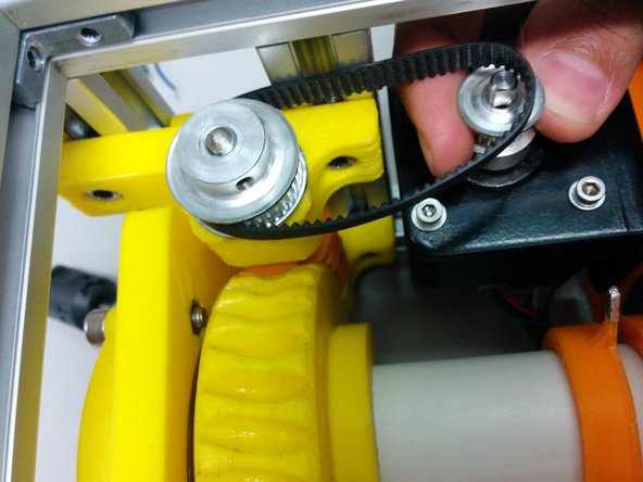 Place the the GT2 timing belt 158mm between the worm and motor pulleys.