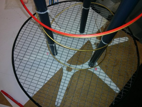 First mark from the base is at 178mm, from N-type connector to position B, next 23 marks every 237,3mm and you will get a 59mm free hanging cable in the end.To do so we used plastic ABS filament marked every 712/3=237,3mm