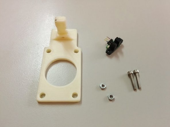 Opto-endstop holders need to be assembled next. You will need 2x H21LOB with Breakout, 2x Homing sensor holder 3D printed, 4x M3 x 16mm and 4x M3 nuts