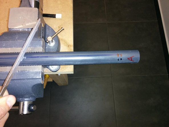 Create a small cavity, in angle using a small file, on the contact spots of the PVC pipes and the helical (Attention!  Don’t create a hole, the angle must be around 15 degrees and it’s direction is dependent by the helical orientation. eg in the photo provides is for an LHCP antenna).