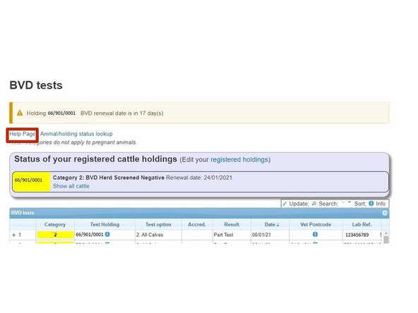 Select the Help Page for more information on BVD