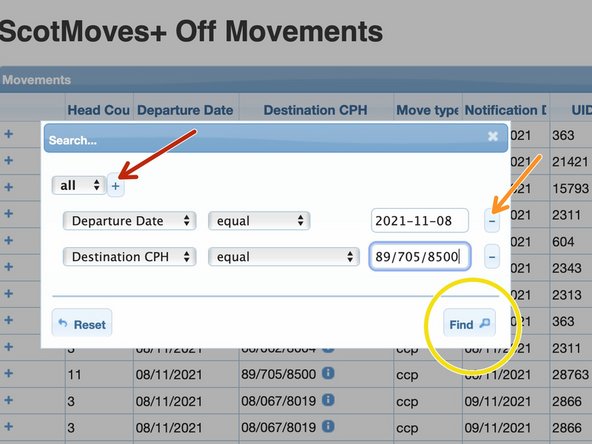 Clicking on the dropdown for the column sections presents the data fields that can be used in the search.  In most cases it is the all the column headers.